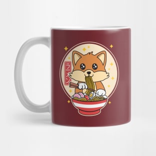 Cute Fox Eating Ramen Kawaii Japanese Food Mug